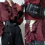Halloween Cosplay Vintage Medieval Victorian Men/Women Gothic Lolita Lace Ruffle Shirts Blouse Steampunk Pirate Vampire Costume