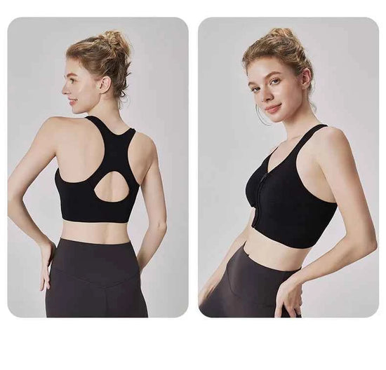 CZGUKE Women's zipper sports bra vest plus size shock resistant bra women's yoga running fitness bra women's underwear