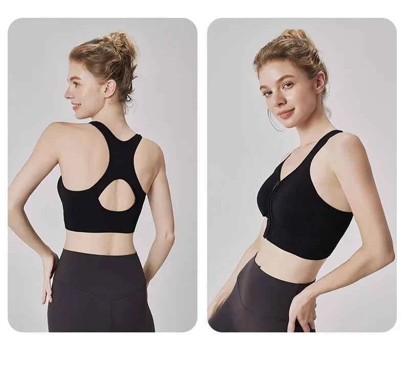 CZGUKE Women's zipper sports bra vest plus size shock resistant bra women's yoga running fitness bra women's underwear