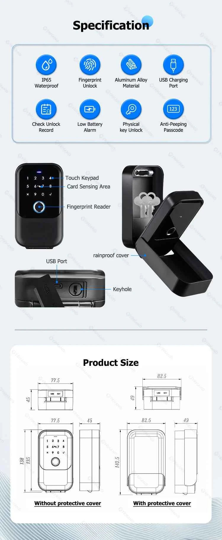 TTlock Smartkey Lock Box Home Key Wireless Smartlock Box Electronic Key Box App Digital Code Bluetooth Key Safe Padlock for Host