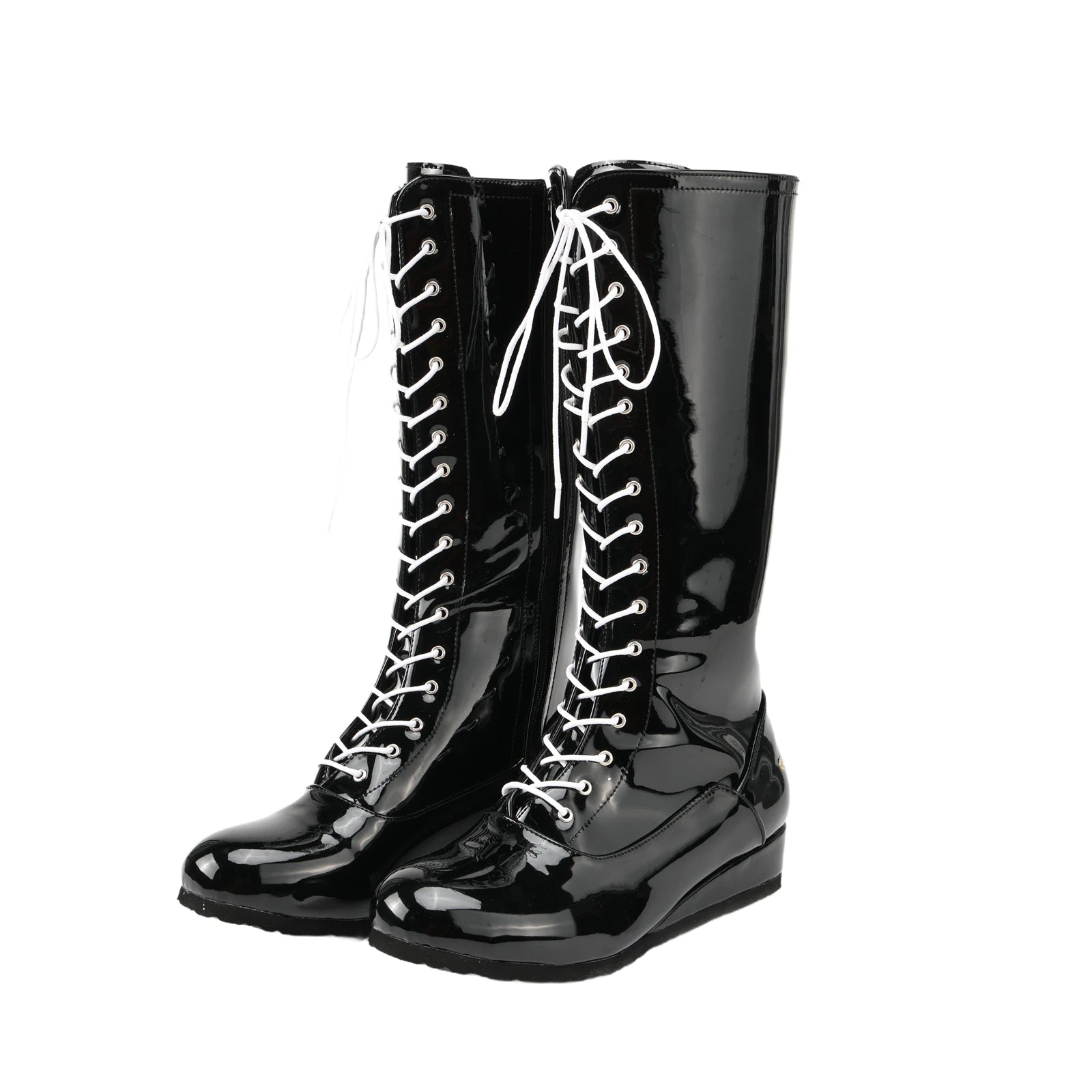 Wrestling Cosplay Boots For Men Multi Colored Shiny Leather Boxing Boots Lace Up Boots Motorcycle Boots Halloween Cosplay Props