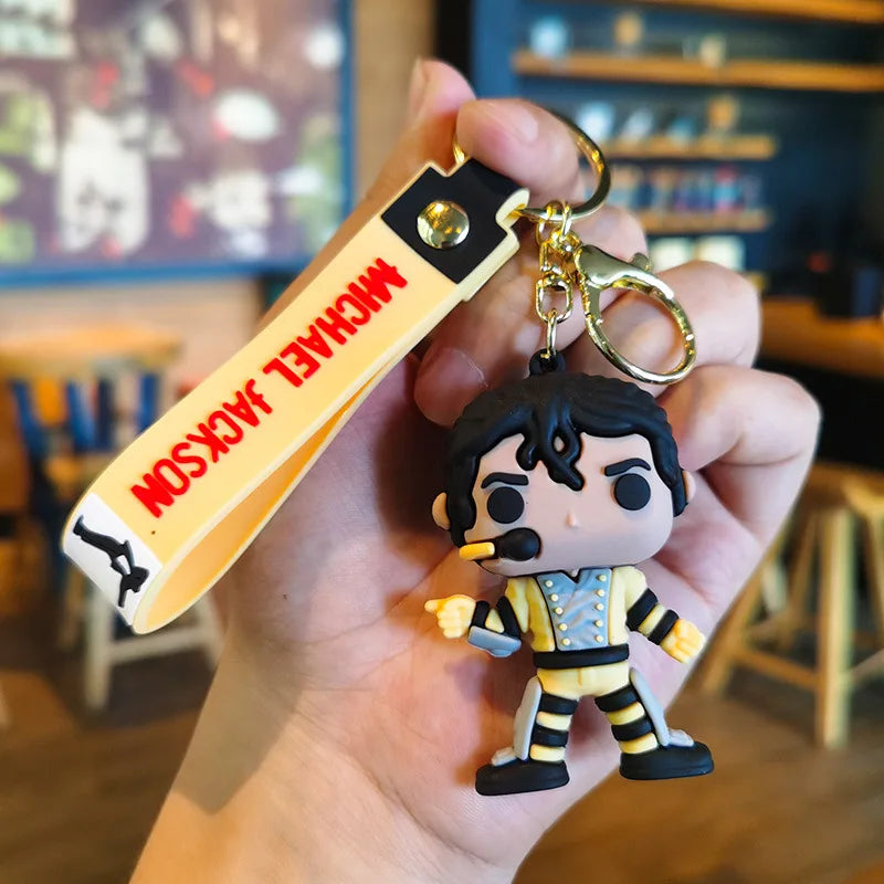 Michael Jackson Silicone Keychain with Gold-Tone Clasp