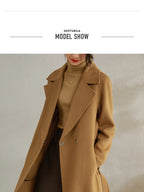 SENTUBILA Women's 100% Wool Long Wrap Coat with Belted Waist