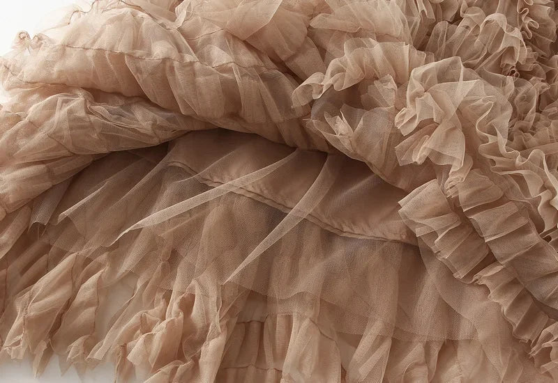 Tiered Tulle Maxi Skirt - Elegant A-Line High Waist Mesh