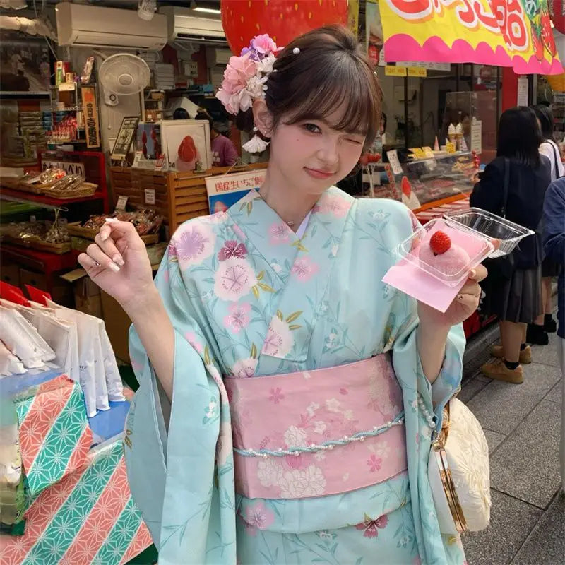 Kimono Yukata Retro Improved Japanese Dress,Elegant Literary Outfit Ideal For Studio Portrait Photography And Casual Themed Wear