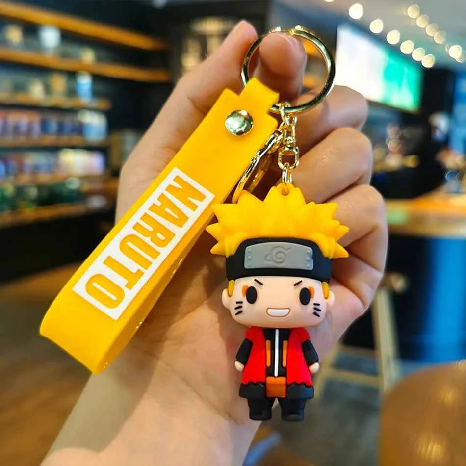 Anime Naruto Keychain Fashion Jewelry Cartoon Figure 7CM PVC Keyring Uzumaki Kakashi Action Figures for Men Women Bag Pendant