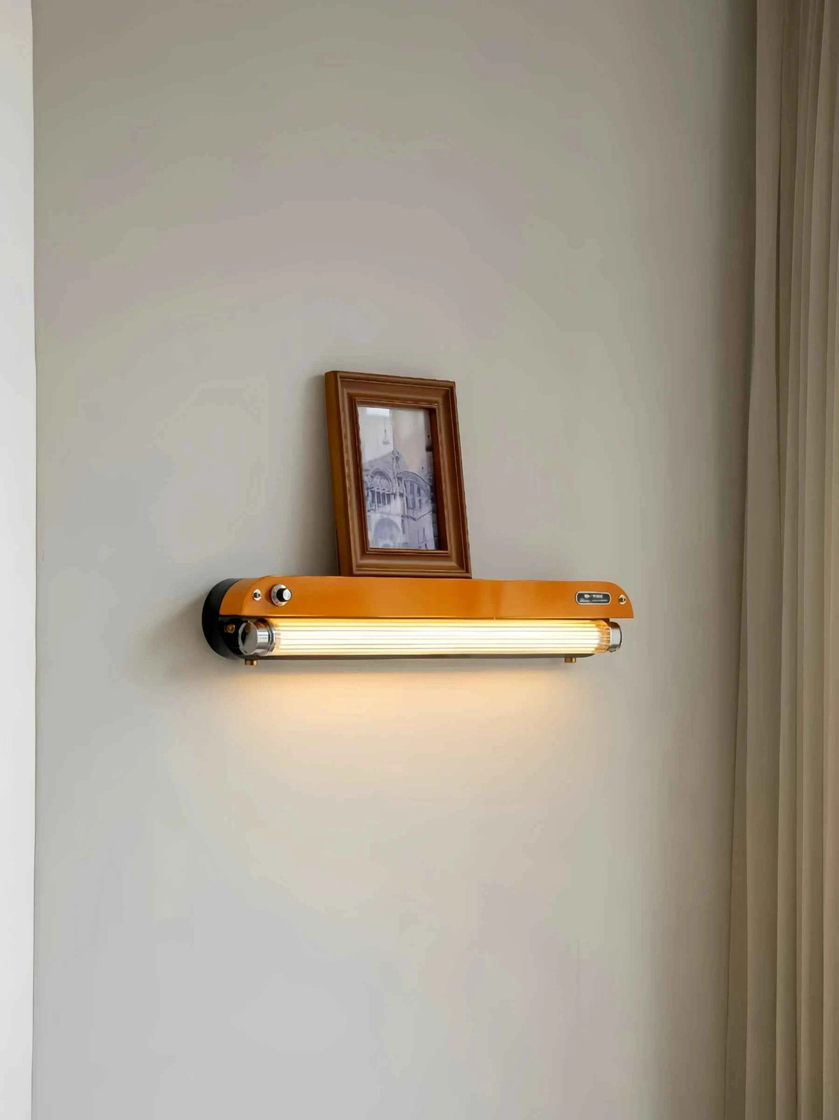 Bauhaus Retro Wall Lamp Vintage Industrial Orange Sconce No Wiring Needed LED Wall Light For Bedroom Study Room Sideboard Cafe