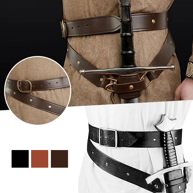 Adjustable PU Leather Sword Holder Belt for Renaissance & LARP