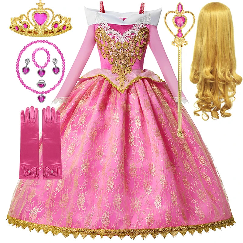 YOFEEL Girls Aurora Princess Dress Sleeveless Lace Ball Gown