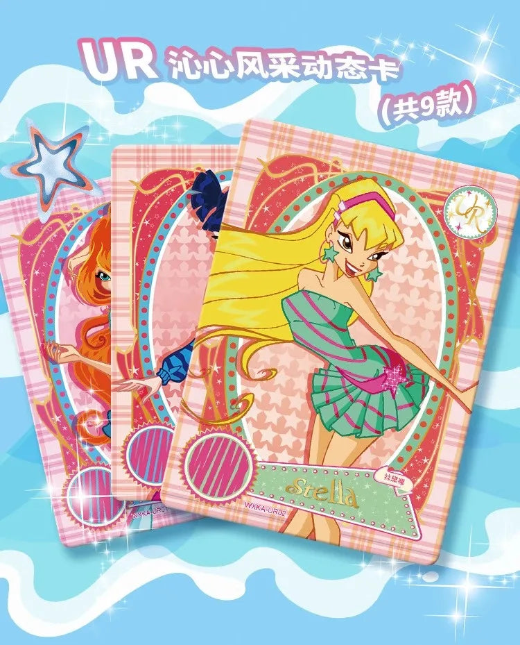 Genuine Winx Club Card Magic Bag Fairy Bag Fairy Wonderland Cards Bloom Stella Flora Anime Cards Toys Customized Birthday Gifts