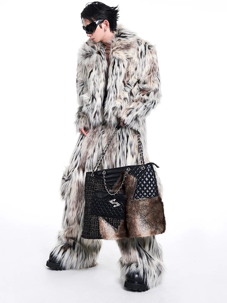 Mauroicardi Men's Faux Fur Wide Leg Pants