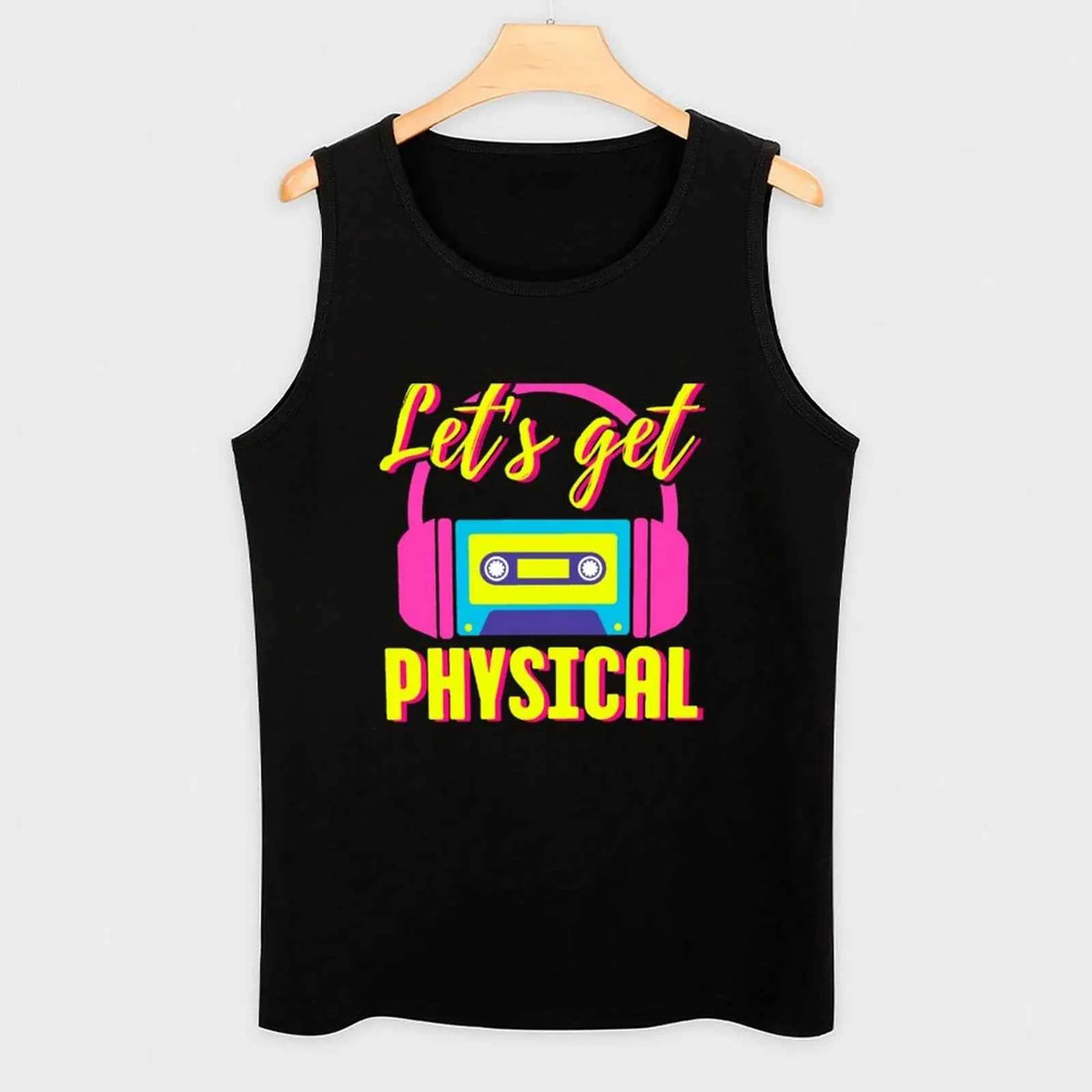 Lets Get Physical 80s Costume Party Retro Eighties Workout 1980s Tank Top gym shirts sports suits male top