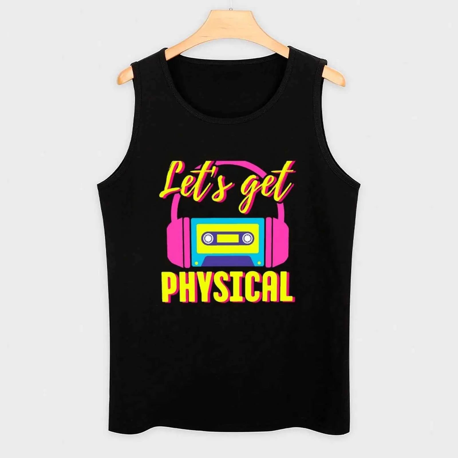 Lets Get Physical 80s Costume Party Retro Eighties Workout 1980s Tank Top gym shirts sports suits male top
