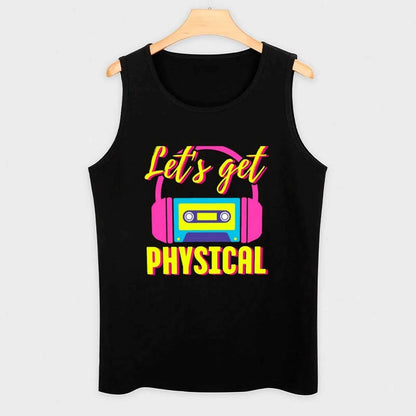 Lets Get Physical 80s Costume Party Retro Eighties Workout 1980s Tank Top gym shirts sports suits male top