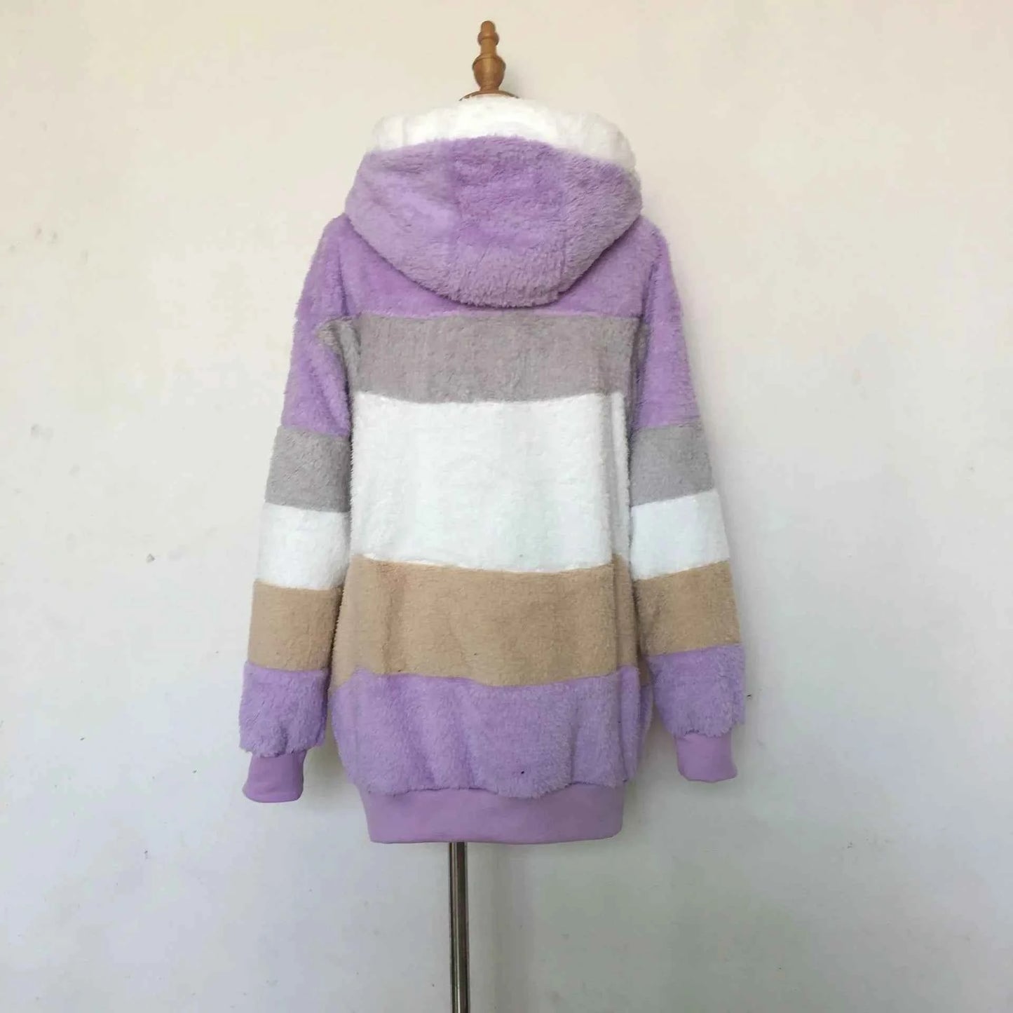 Warm Fleece Oversized Hooded Jacket Women's Autumn Winter Thickened Zipper Pocket Patchwork Clothing Comfortable Sweatshirt