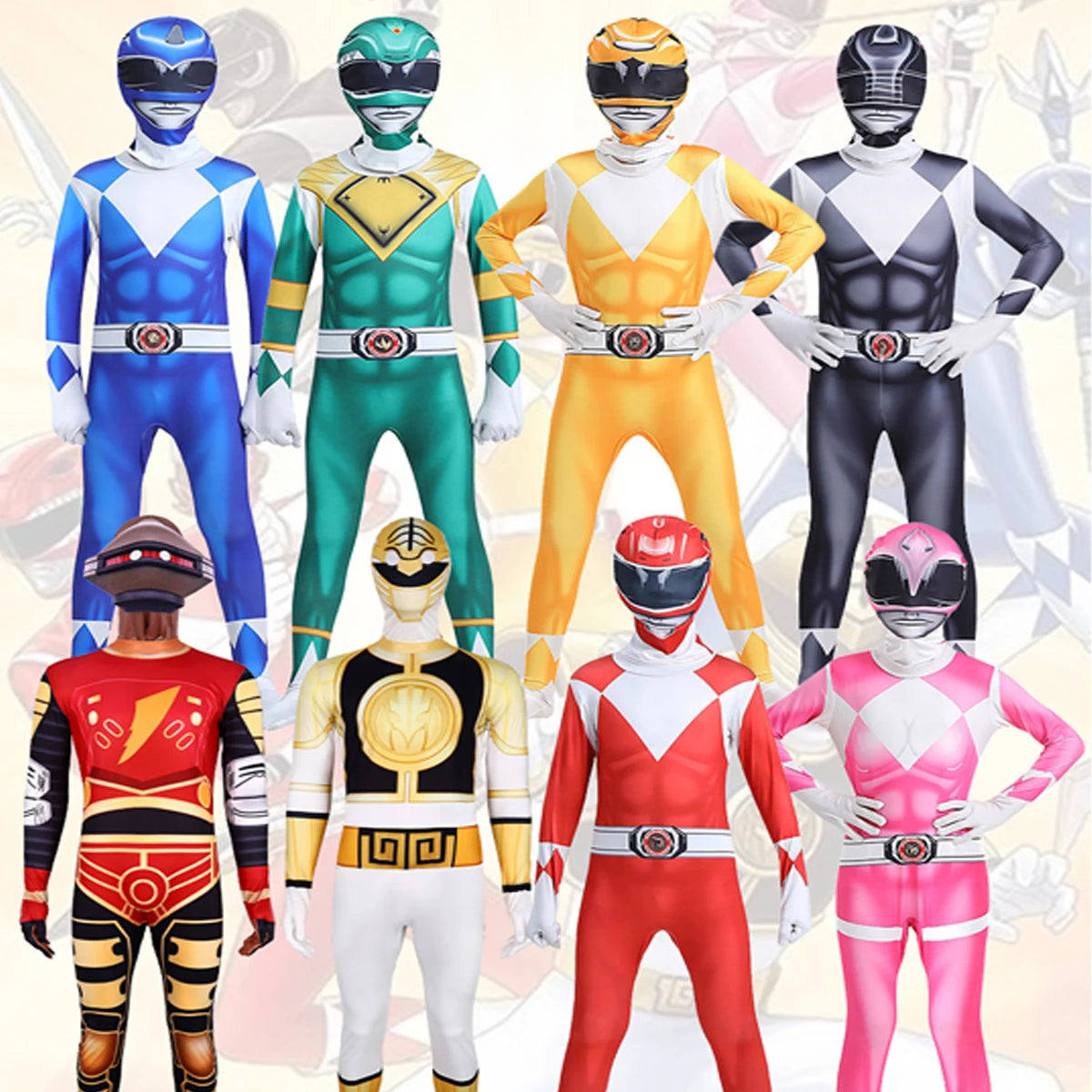 Samurai Sentai Shinkenger Cosplay Jumpsuit & Mask Set for Adults