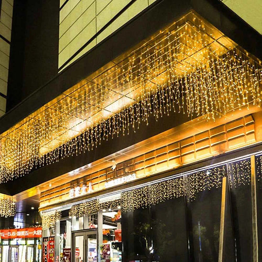 3.5M-40M LED Icicle Curtain String Fairy Lights Garland Outdoor Christmas Lights New Year Birthday Wedding Street Holiday Decor