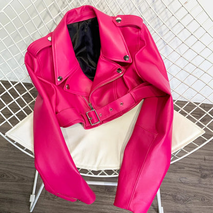 Real Leather Jacket 2022 Autumn Ladies Colorful Genuine Leather Top Short