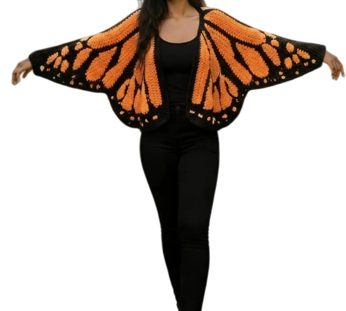 Monarch Butterfly Crochet Knit Cardigan Sweater with Wing Design Women's Fashion Butterfly Cardigan Mother's Day Excellent Gift