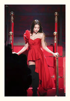 Jennie Stage Red Dress Cosplay Costume for Women