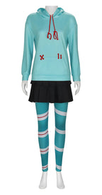Vanellope Von Schweetz Cosplay Anime Costume Girl's Hoodies Skirt Wig Uniform Suit Halloween Performance Clothing for Woman