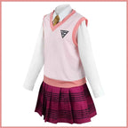 Anime Game Kaede Akamatsu Cosplay Costume Korean Style Pink School Uniform Vest Gingham Wig Woman Sexy Carnival Party Suit