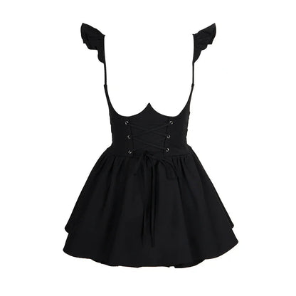 Summer Kawaii Clothing Pink Y2k Crop Tops Blouse + Black Mini Dress Two Piece Set for Women Casual Bodycon Korean Suit Chic SS69 33.69 Only Black Dress / M