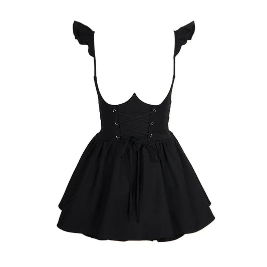 Summer Kawaii Clothing Pink Y2k Crop Tops Blouse + Black Mini Dress Two Piece Set for Women Casual Bodycon Korean Suit Chic SS69 33.69 Only Black Dress / M