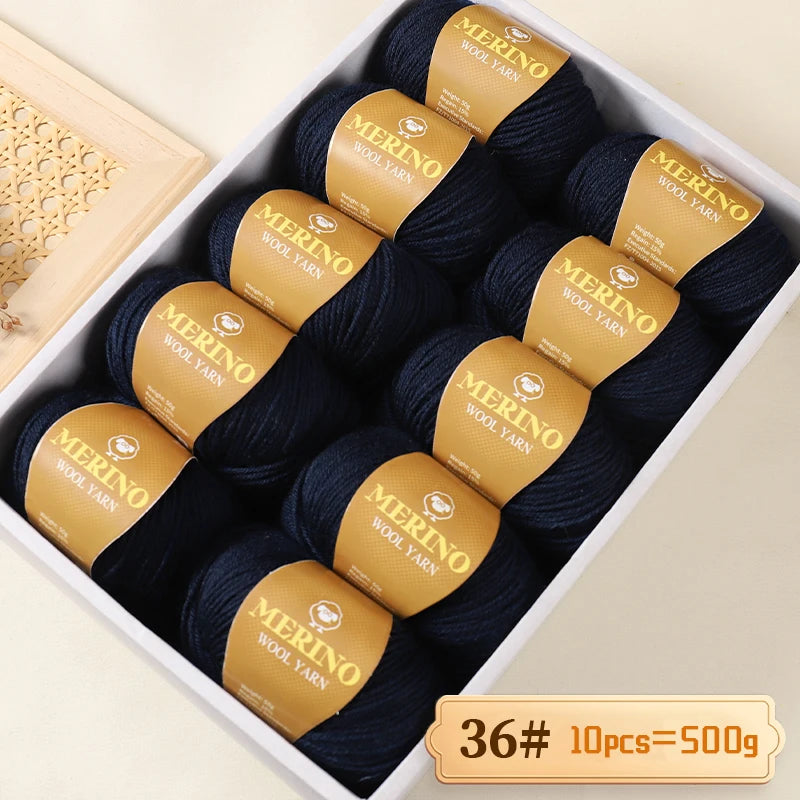 500g of High-Quality 212 Medium-Fine Alpaca Wool Yarn, Suitable for Knitting Sweaters, Scarves, and Hats, 10 Skeins/Pack