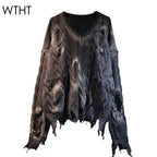 Women's Vintage Gradient Knit O-Neck Pullover Sweater