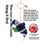 Christmas Doll Decoration Santa Claus Doll Electric Climbing Santa Claus On Beads Chain Moving Figure Hanging Xmas Ornament Gift