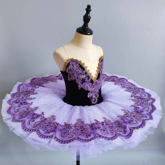 Children's Professional Ballet Dance Dress Girls' Little Swan Tutu Skirt Purple Performance New Year's Day Performance Agency