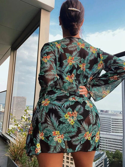 Hot Selling Women Bikini 3 Pieces Suit Black/Green/Red Bikini Sets With Long Sleeved Cover Ups High Quality Size Small-XXLarge SS69