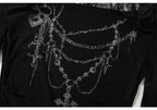 NO ROMANCE Fairy Sexy Punk Printing Half Transparent Lace Patch Knitted Long Sleeve Hooded Dresses Rock Gothic Design Vestidos SS69