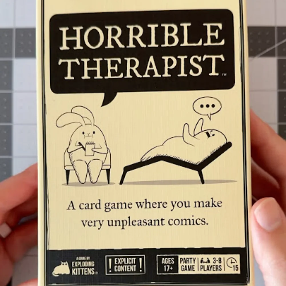 "Terrifying Therapist" card game. A tabletop toy for family gatherings and parties. Gifts for New Year and Christmas.