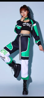 Green K-POP Jazz Dance Costume Set for Women