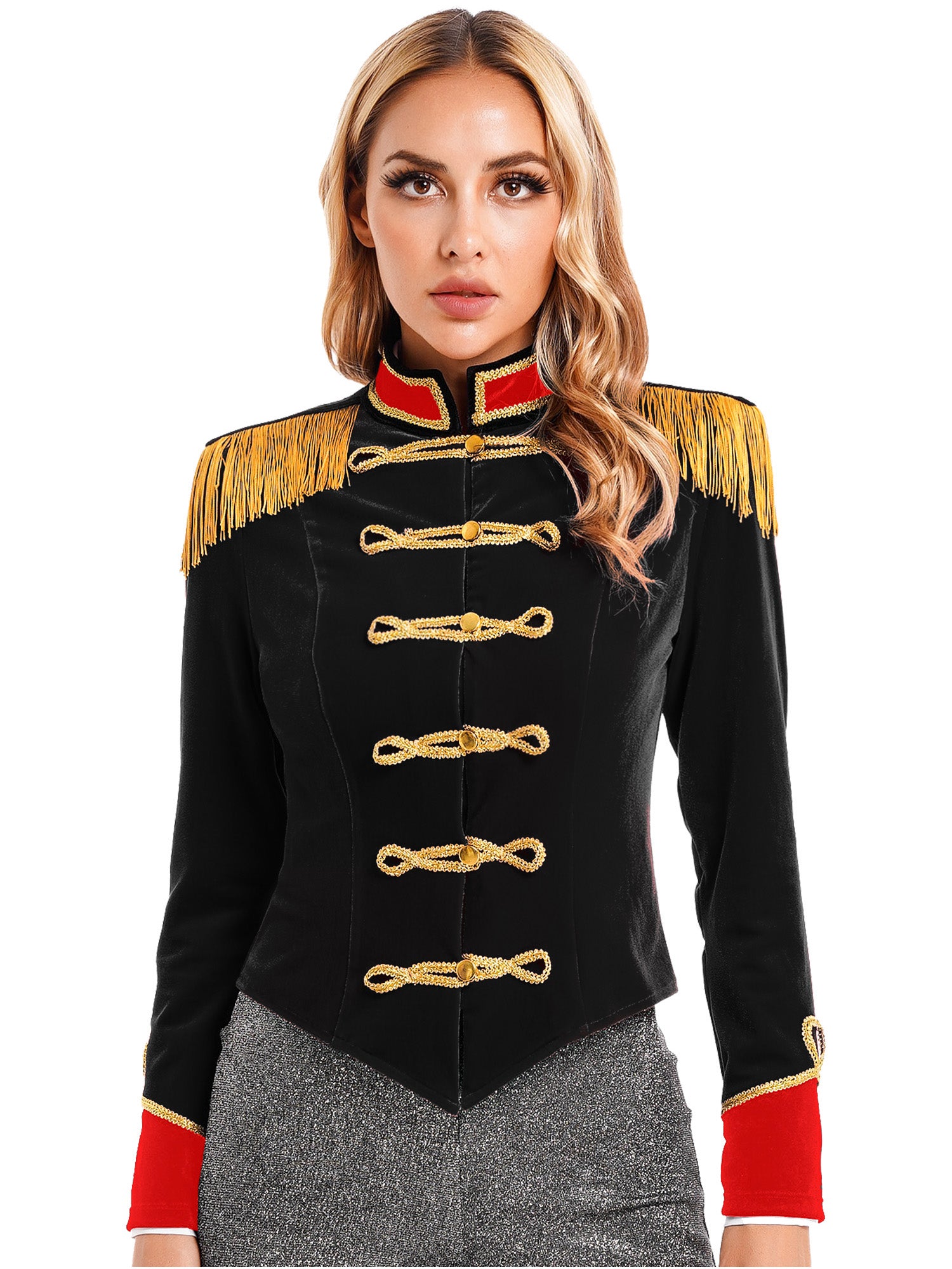 Women Circus Ringmaster Costume Showman Majorette Tassel Tailcoat Jacket Halloween Carnival Lion Tamer Cosplay Costumes