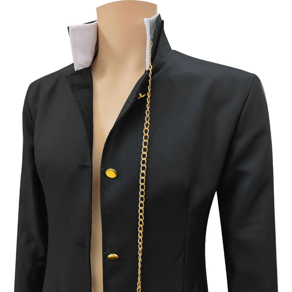 JoJo's Bizarre Adventure Jotaro Kujo Cosplay Costume Black Coat Jacket Halloween Party Outfits