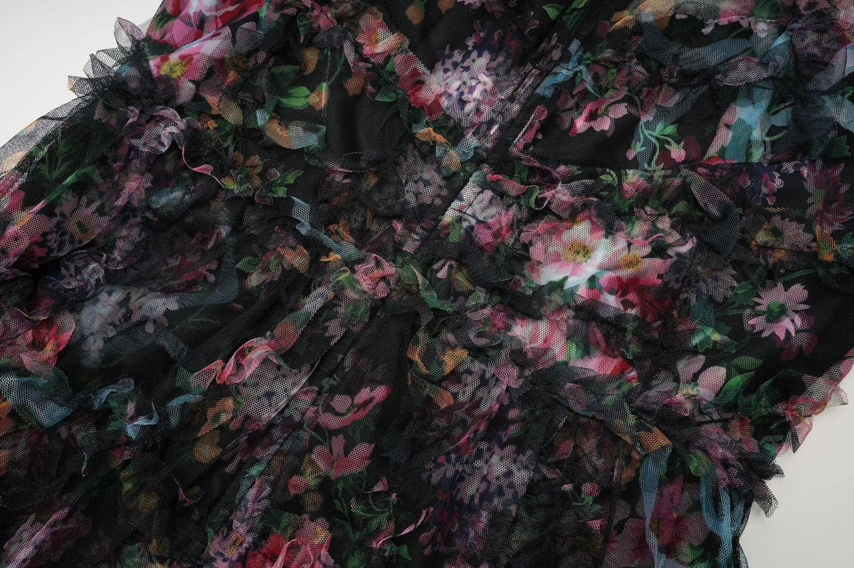 JAMERARY Fashion Floral Print Long Sleeve Maxi Dress For Women Summer Autumn Clothes Layers Ruffles Cake Dresses Evening SS69