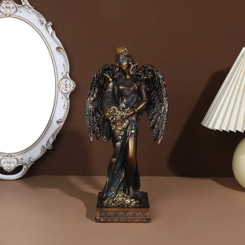 Greek Goddess of Fortune Resin Figurine - Antique Style Home Decor