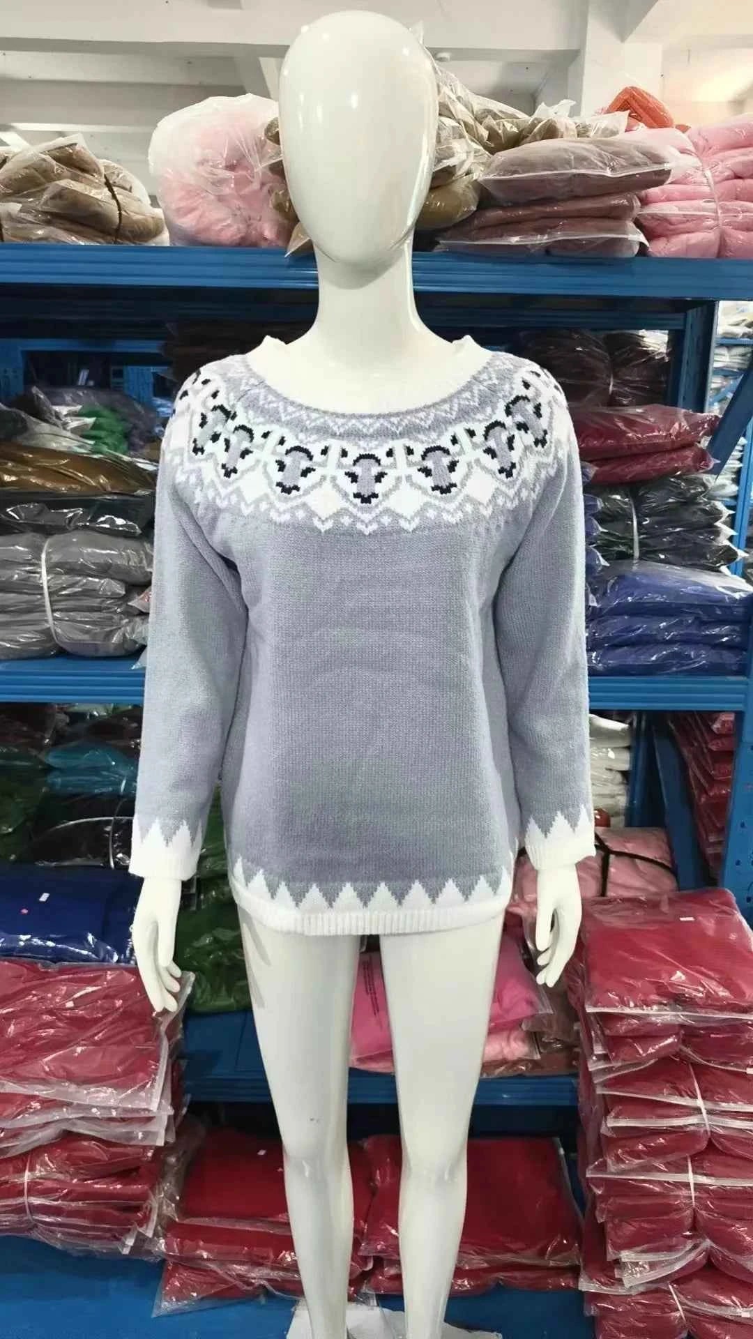 Spring Knitted Women's Sweater O-neck Long Sleeve Casual Loose Sweater Elegant Trendy Print Female Winter Fashion Ladies Clothes