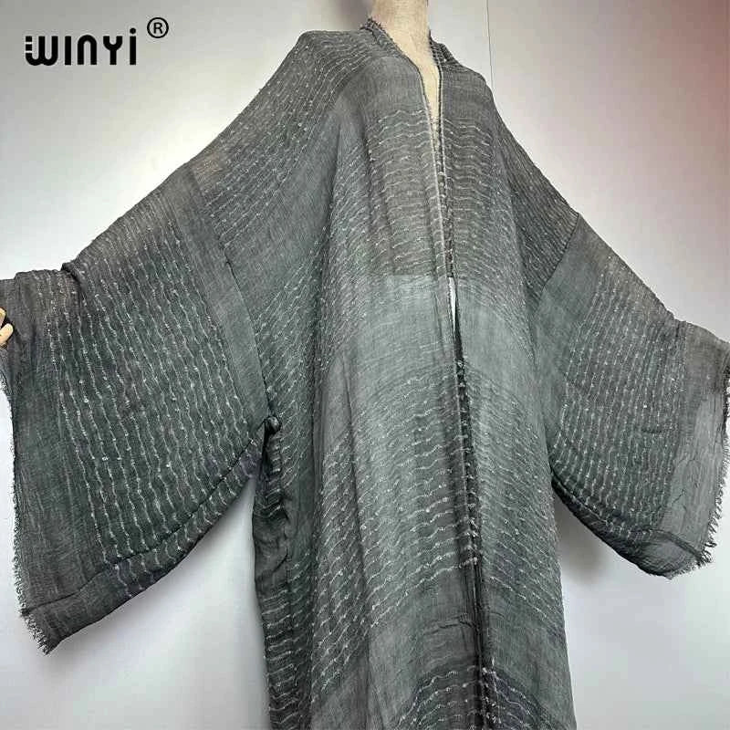 WINYI  high quality comfortable Women Soft Cardigan Loose Dress Party Boho Maxi beach Holiday Swimming Cover ups Africa Kimono