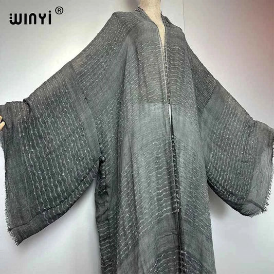 WINYI  high quality comfortable Women Soft Cardigan Loose Dress Party Boho Maxi beach Holiday Swimming Cover ups Africa Kimono