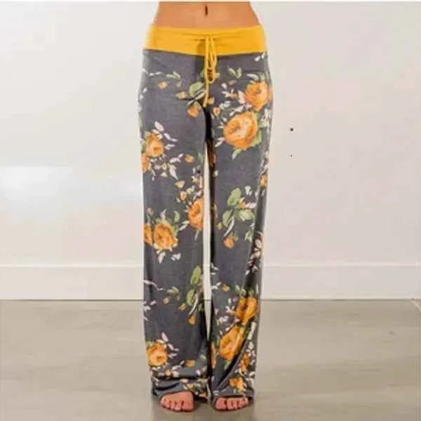 Plus Size Women S-8XL Fashion Casual Loose Stretch Printing Drawstring  Lounge Pants Pajama Long Wide Leg Pants