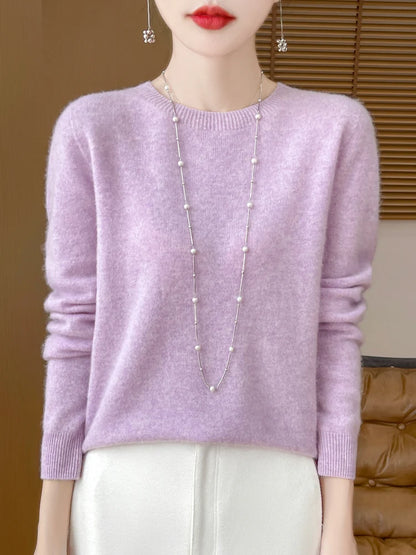 Addonee Women's 100% Merino Wool O-Neck Pullover Sweater - Heavyweight Knit