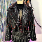 Women's Y2K Goth PU Leather Jacket with Spikes