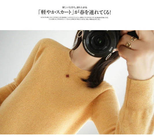 Autumn And Winter Cashmere Sweater Women's Crew Neck Pullover Casual Knitted Top Women's Short Undercoat Fashion 18 Colors SS69