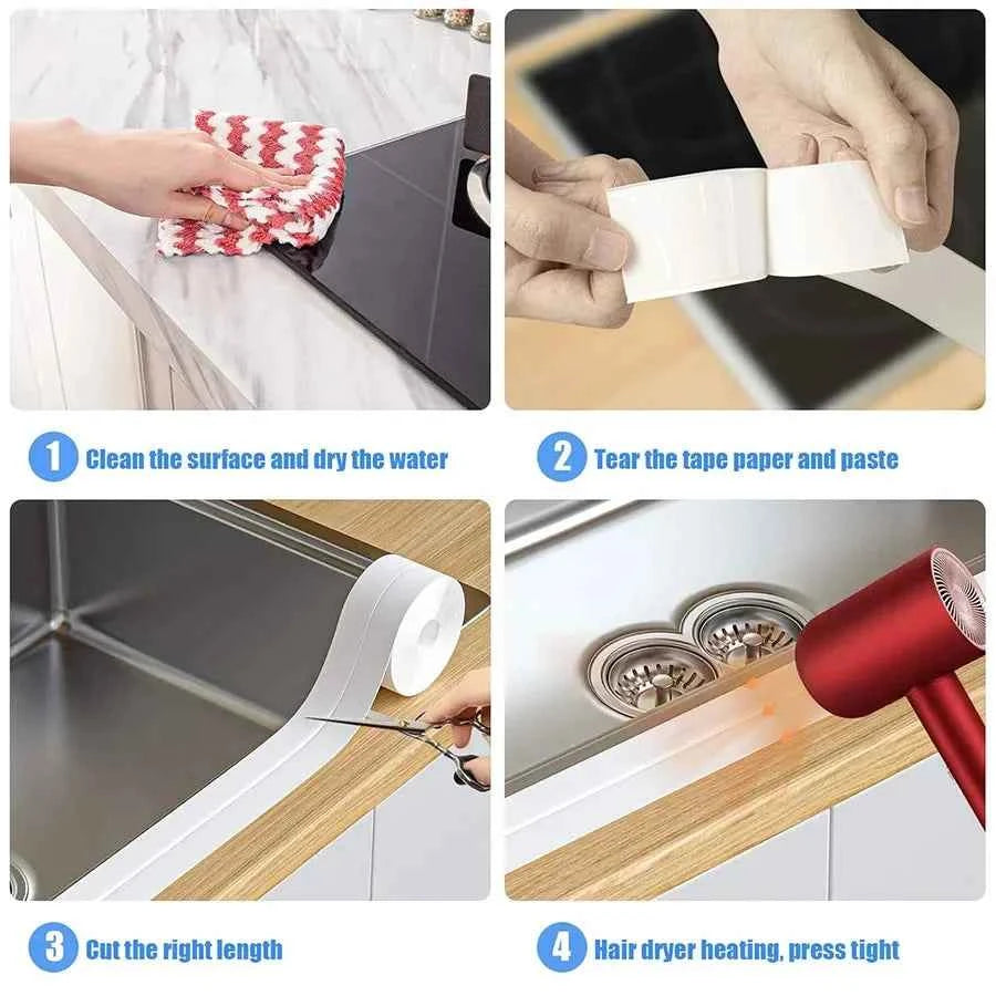 PVC Sealing Tape For Bathroom Bath Toilet Kitchen Caulk Strip Tape Self Adhesive Waterproof Wall Sticker Mold Proof Tapes