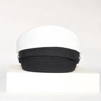 2025 New Navy Peaked Sailor Cap Men Women Summer Beret Hat Male Canvas Grey Eagle Belt Locomotive German Captain Casque