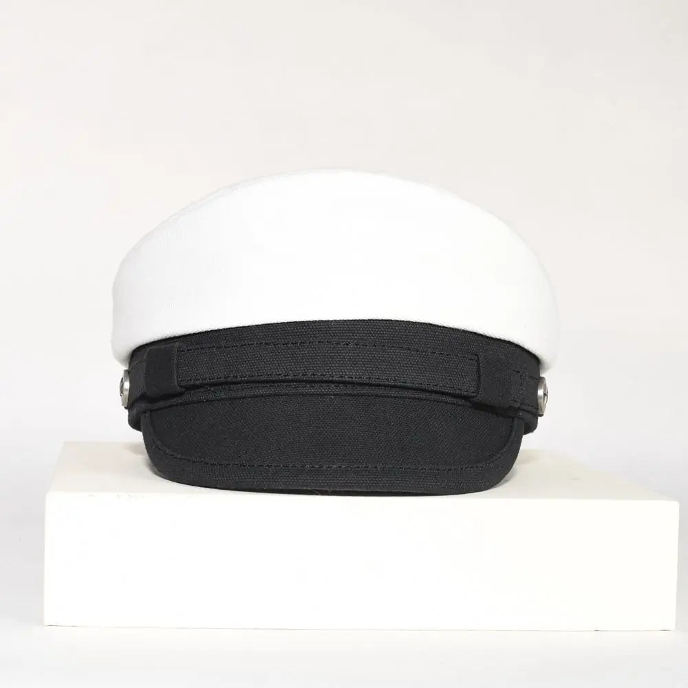 2025 New Navy Peaked Sailor Cap Men Women Summer Beret Hat Male Canvas Grey Eagle Belt Locomotive German Captain Casque